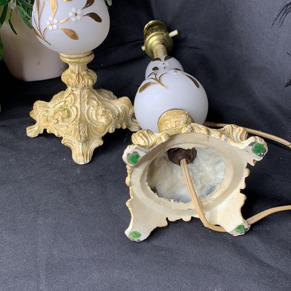 Set of 2 hard to find Vianne (VV) French mid century gilded table lamps - Picture 12 of 16
